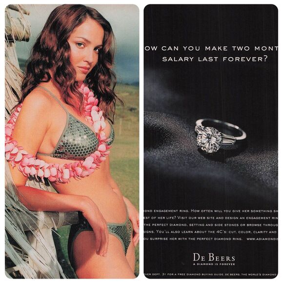 De Beers Jewelry Diamond swimsuit woman Bikini Lei Fashion Hot Print ad Poster p